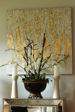 Load image into Gallery viewer, Gold Textured Pillar Candle Holder
