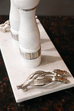 Load image into Gallery viewer, Marble Footed Tray with Silver Branch Handle
