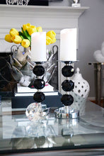 Load image into Gallery viewer, Black and Silver Crystal Candle Holder
