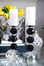 Load image into Gallery viewer, Black and Silver Crystal Candle Holder
