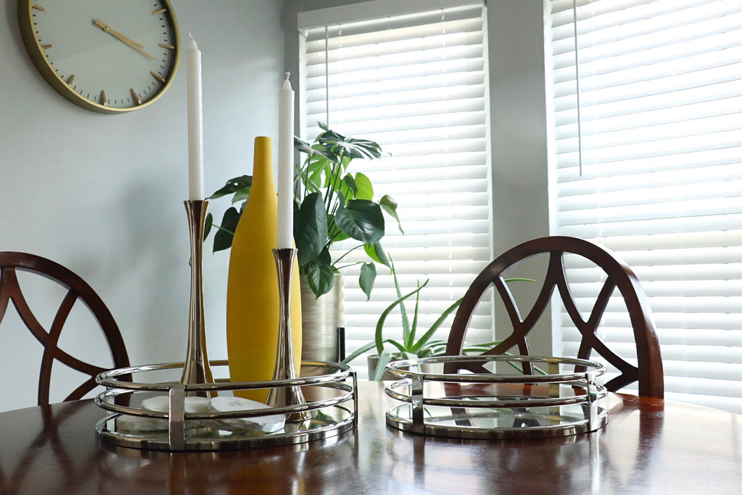 Round Silver Mirrored Tray