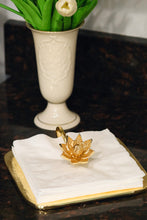 Load image into Gallery viewer, Gold Square Napkin Holder with Lotus Flower
