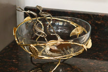 Load image into Gallery viewer, Hammered Glass Salad Bowl with Gold Leaf
