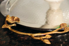 Load image into Gallery viewer, Large Oval Hammered Flower Branch Tray - Silver/Gold
