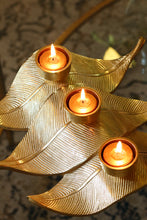 Load image into Gallery viewer, Gold Triple Leaf Tea Light Holder
