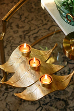 Load image into Gallery viewer, Gold Triple Leaf Tea Light Holder
