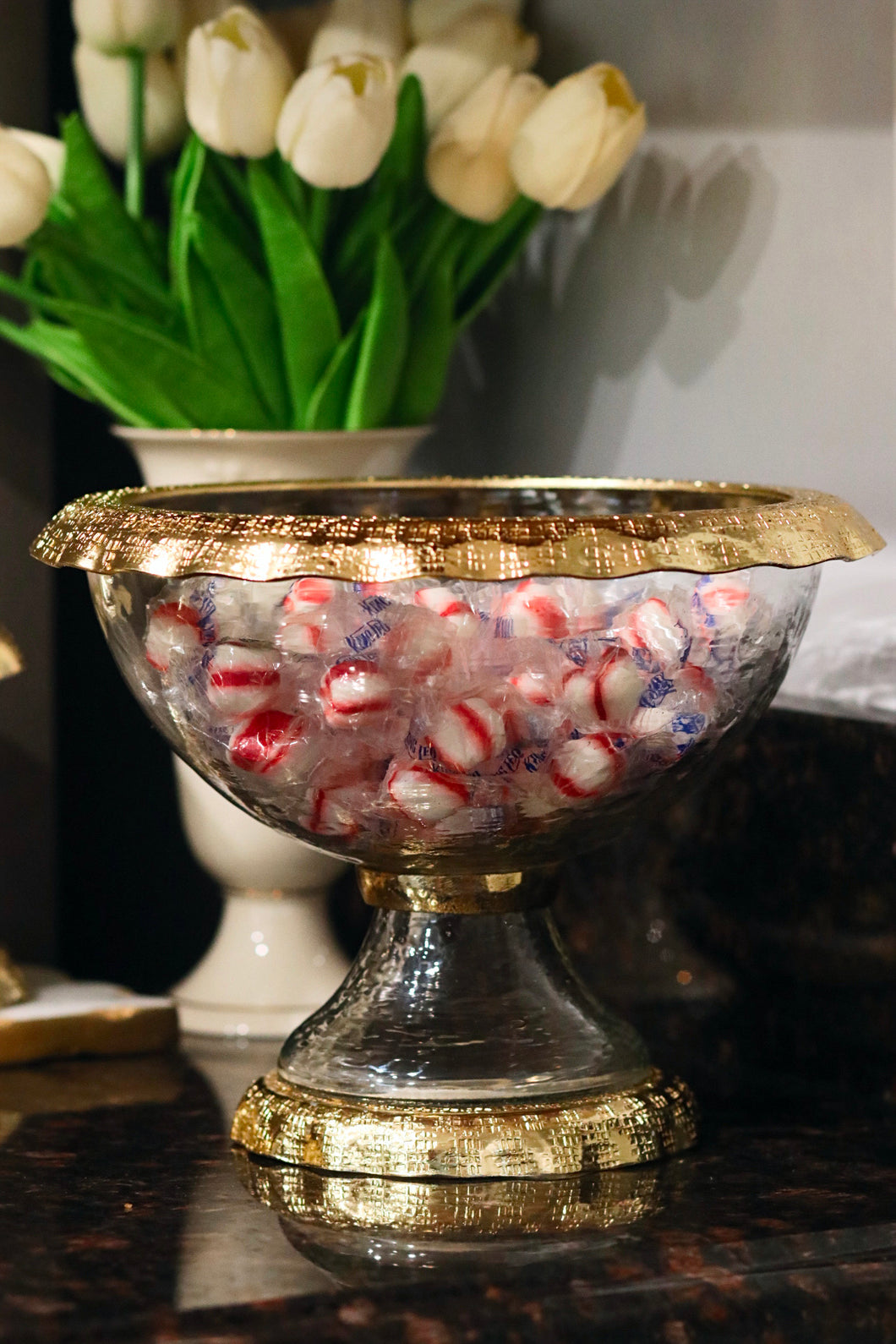 Footed Bowl with Gold Border