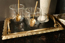 Load image into Gallery viewer, Glass Oblong Tray with Gold Handle and Border
