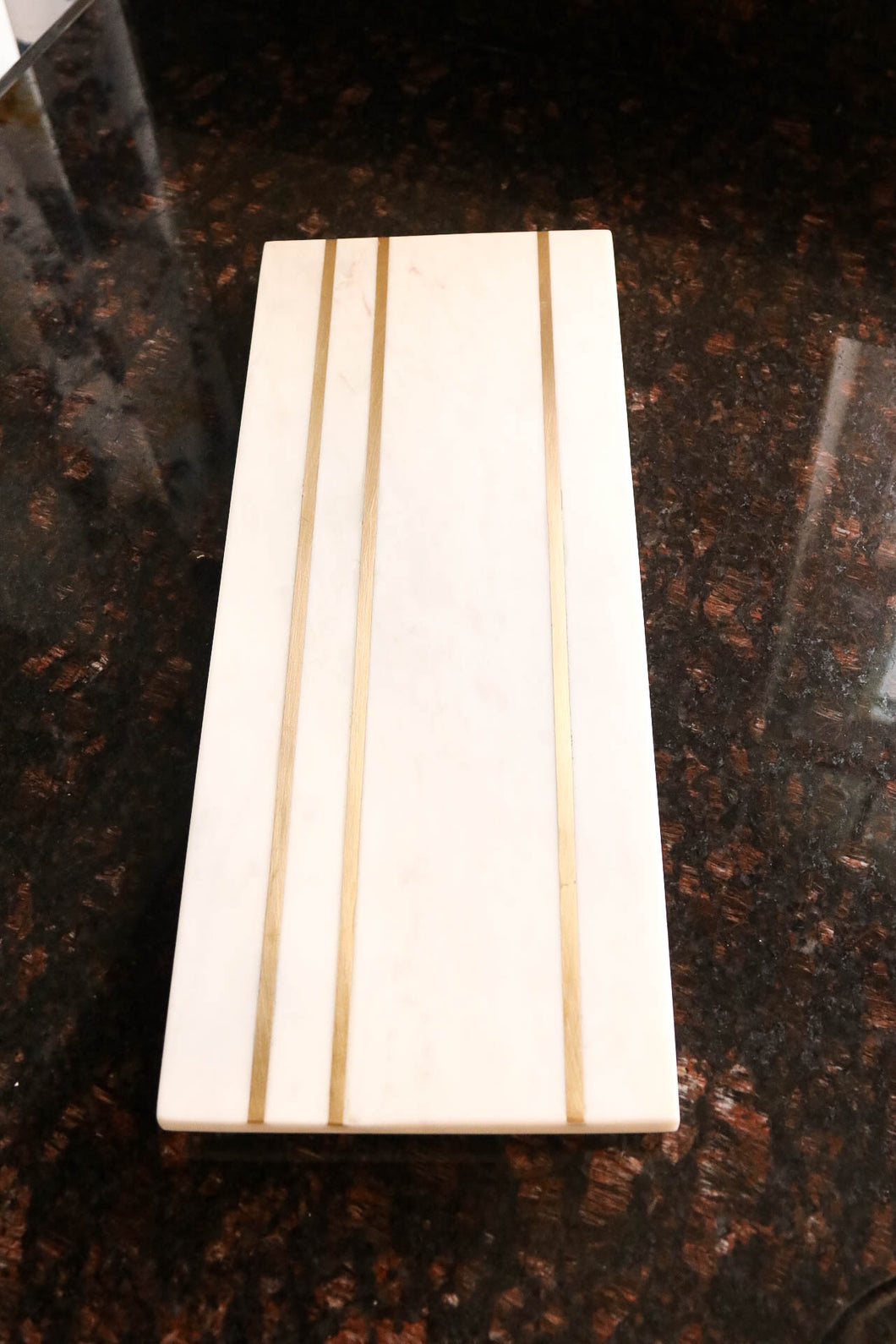 White Marble Board with Brass Line