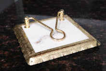 Load image into Gallery viewer, White Marble Napkin Holder with Gold Ruffled Design
