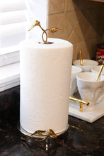 Load image into Gallery viewer, Stainless Steel Paper Towel Holder with Gold Leaf Design
