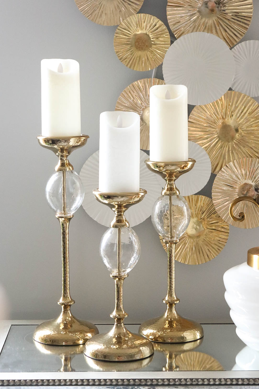 Gold Glass Ball Candle Holder